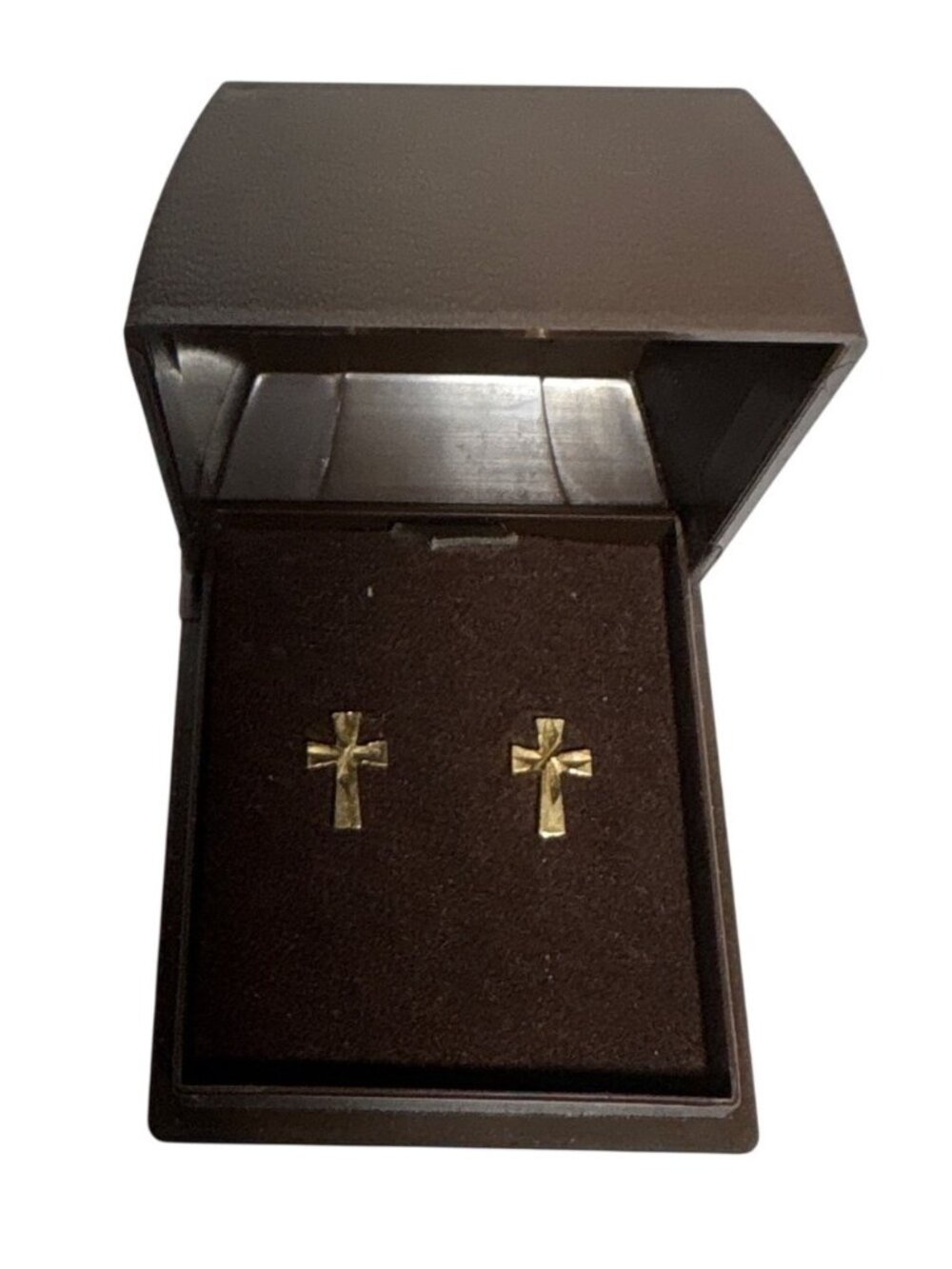 Impenco Gold Tone Cross Shaped Stud Earrings No.358